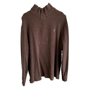 Polo Ralph Lauren Men's Brown 1/4 Zip Sweater Size XL Cotton